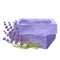 Purple soap, bunch lavender flowers. Aromatherapy, spa, bath. Watercolor illustration isolated on white background. For