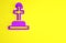 Purple Soldier grave icon isolated on yellow background. Tomb of the unknown soldier. Minimalism concept. 3d
