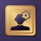 Purple Solution to the problem in psychology icon isolated on purple background. Therapy for mental health. Gold square