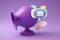 Purple speaker with speech bubbles on purple background