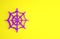 Purple Spider web icon isolated on yellow background. Cobweb sign. Happy Halloween party. Minimalism concept. 3d
