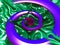 Purple spiral in green material