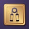 Purple Sport expander icon isolated on purple background. Sport equipment. Gold square button. Vector