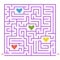 Purple square labyrinth. Collect all the colored hearts and find a way out of the maze. An interesting game for children. Simple f