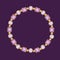 Purple square and round crystal gemstone with gold element frame. Beautiful jewelry bracelet. Bright Watercolor drawing