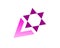 Purple Star of David with a pink letter `V`