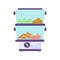 Purple steamer flat icon illustration Cooking carrots and broccoli in a double boiler