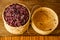 Purple sticky rice in a traditional surving basket, Laos