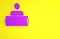 Purple Stop war icon isolated on yellow background. Antiwar protest. World peace concept. Minimalism concept. 3d