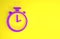 Purple Stopwatch icon isolated on yellow background. Time timer sign. Chronometer sign. Minimalism concept. 3d