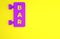Purple Street signboard with inscription Bar icon isolated on yellow background. Suitable for advertisements bar, cafe