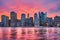 Purple sunset over Manhattan, New York City, USA