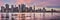 Purple sunset over Manhattan skyline, New York, USA.