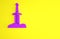 Purple Sword in the stone icon isolated on yellow background. Excalibur the sword in the stone from the Arthurian