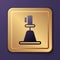 Purple Tacheometer, theodolite icon isolated on purple background. Geological survey, engineering equipment for