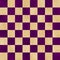 Purple and tan checkered chess board background. Polished marbled stone textured squares. Seamless.