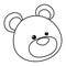Purple teddy bear cartoon symbol in black and white