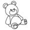 Purple teddy bear cartoon symbol in black and white