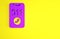 Purple Telephone with emergency call 911 icon isolated on yellow background. Police, ambulance, fire department, call