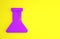 Purple Test tube and flask icon isolated on yellow background. Chemical laboratory test. Laboratory glassware