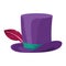 purple tophat with feather