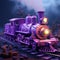 Purple Train In Rich Tonal Palette: 3d Image With Toy-like Proportions