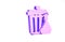 Purple Trash can and garbage bag icon isolated on white background. Garbage bin sign. Recycle basket icon. Office trash