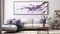 Purple Tree Painting On Canvas: Oriental Minimalism With Dreamy Watercolor Florals