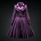 Purple Trench Coat: Gothic Illustration Style, Hyper-realistic 3d Printing