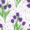 Purple tulip love seamless pattern