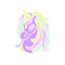Purple unicorn head icon on the white background