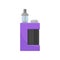 Purple vaporizer with glass tank for liquid. Electronic cigarette. Device for vaping. Flat vector design