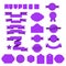 Purple vector ribbons and lables set on white background