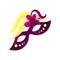 Purple venetian carnival mask with flower, masquerade mask vector Illustration