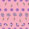 Purple verbena flowers vector repeat pattern background