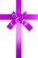 Purple vertical cross ribbon with bow isolated