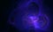 Purple violet blue 3d electricity charges in deep dark space.