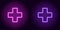 Purple and violet neon medical cross