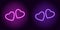 Purple and violet neon pair of hearts