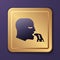 Purple Vomiting man icon isolated on purple background. Symptom of disease, problem with health. Nausea, food poisoning