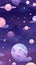 Purple Wallpaper with Planets and Stars - Kawaii Aesthetic Minimalist AI Generated