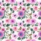 purple watercolor floral seamless pattern