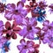 Purple Watercolor Jungle. Blue Flower Decor. Pink Seamless Leaves. Lavender Hibiscus Print. Pattern Textile.Tropical Design. Fashi
