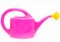 Purple watering can with yellow shower nozzle, white background