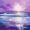 Purple Waves: A Romantic Moonlit Seascape Painting