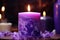 Purple wax candle burning. Generate Ai