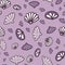 Purple and white seashells seamless vector pattern