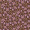 Purple wildflowers seamless vector pattern on brown