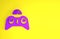 Purple Wireless gamepad icon isolated on yellow background. Game controller. Minimalism concept. 3d illustration 3D