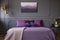 Purple woman`s bedroom interior